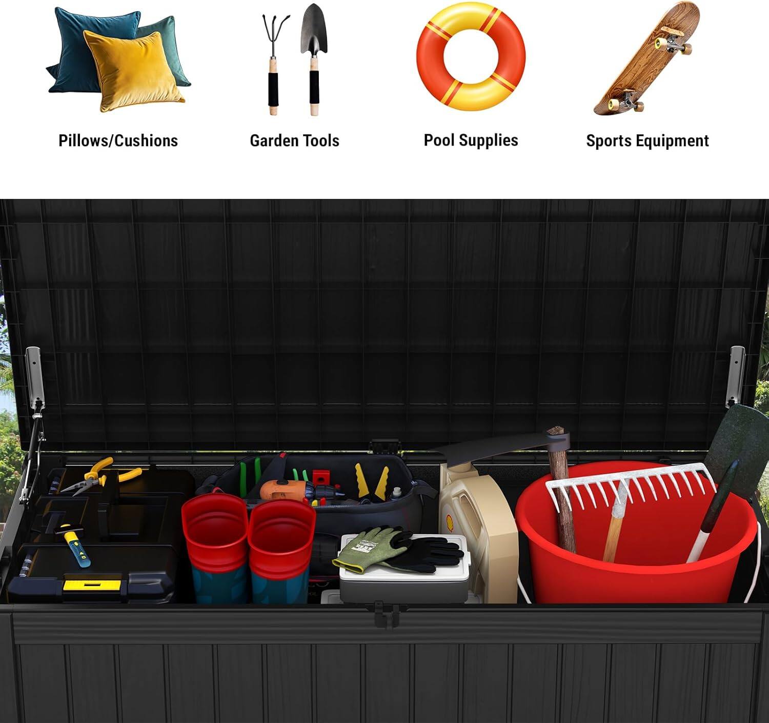 Pillows/Cushions  
Garden Tools  
Pool Supplies  
Sports Equipment