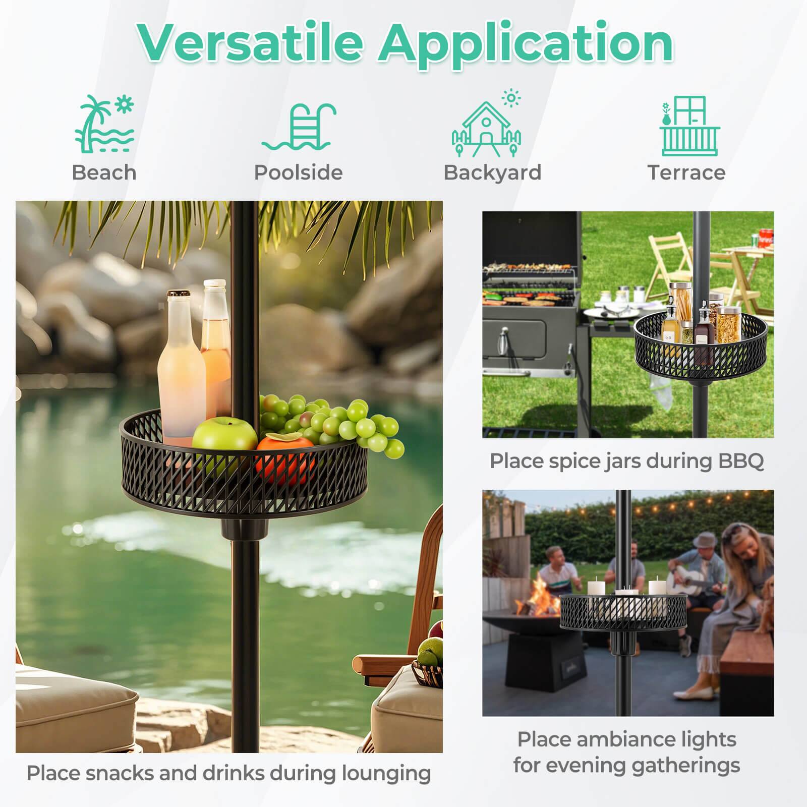 Versatile Application: Place snacks and drinks during lounging, Place ambiance lights for evening gatherings, Place spice jars during BBQ, Place snacks and drinks during lounging, Place ambiance lights for evening gatherings.