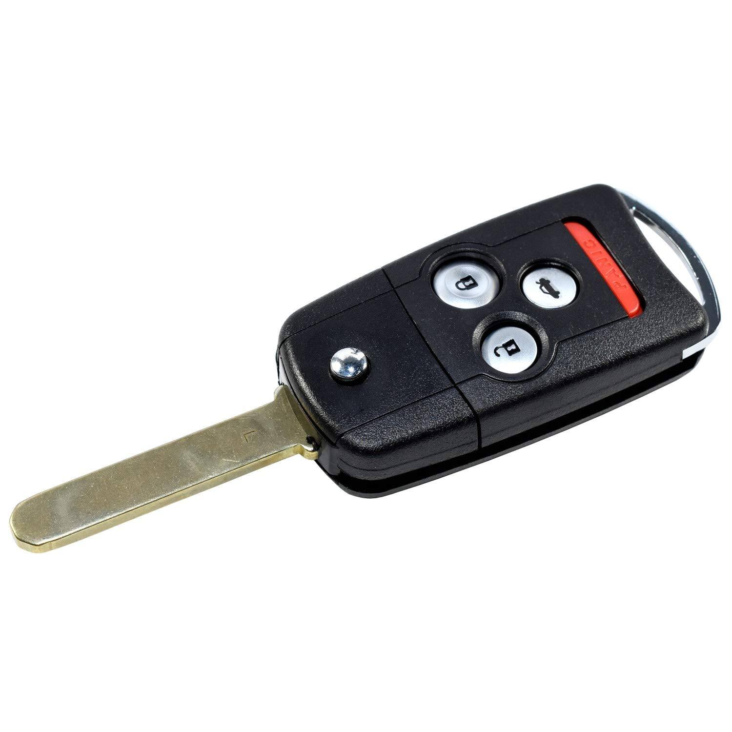 Back. HQRP - Flip Key Fob Shell Case 4-Button Replacement for Acura MDX RDX TL TSX ZDX Honda Accord - Black.