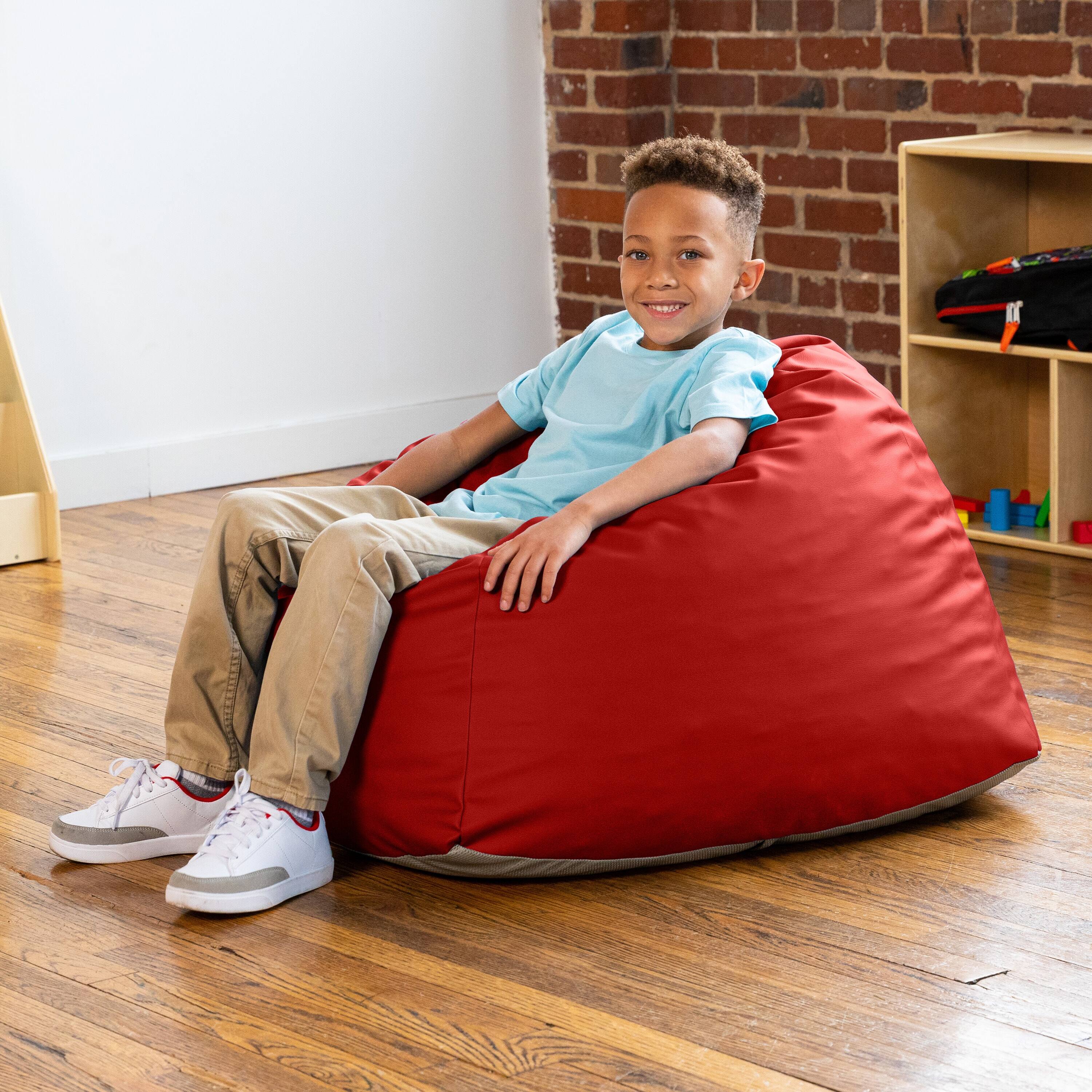 Back. Jaxx - Jaxx Gumdrop Jr. Kids Bean Bag for Early Childhood & Educational Environments, Premium Vinyl - Red - Red.