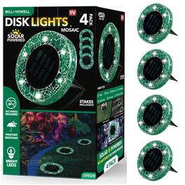 Bell + Howell - 6 LED Round Mosaic Solar Powered Disk Lights with Auto On/Off - 4 Pack