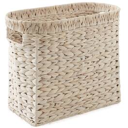 Casafield - Magazine Holder Storage Basket Bin with Handles - Seagrass Hyacinth Woven Bins - Whitewash - Hyacinth