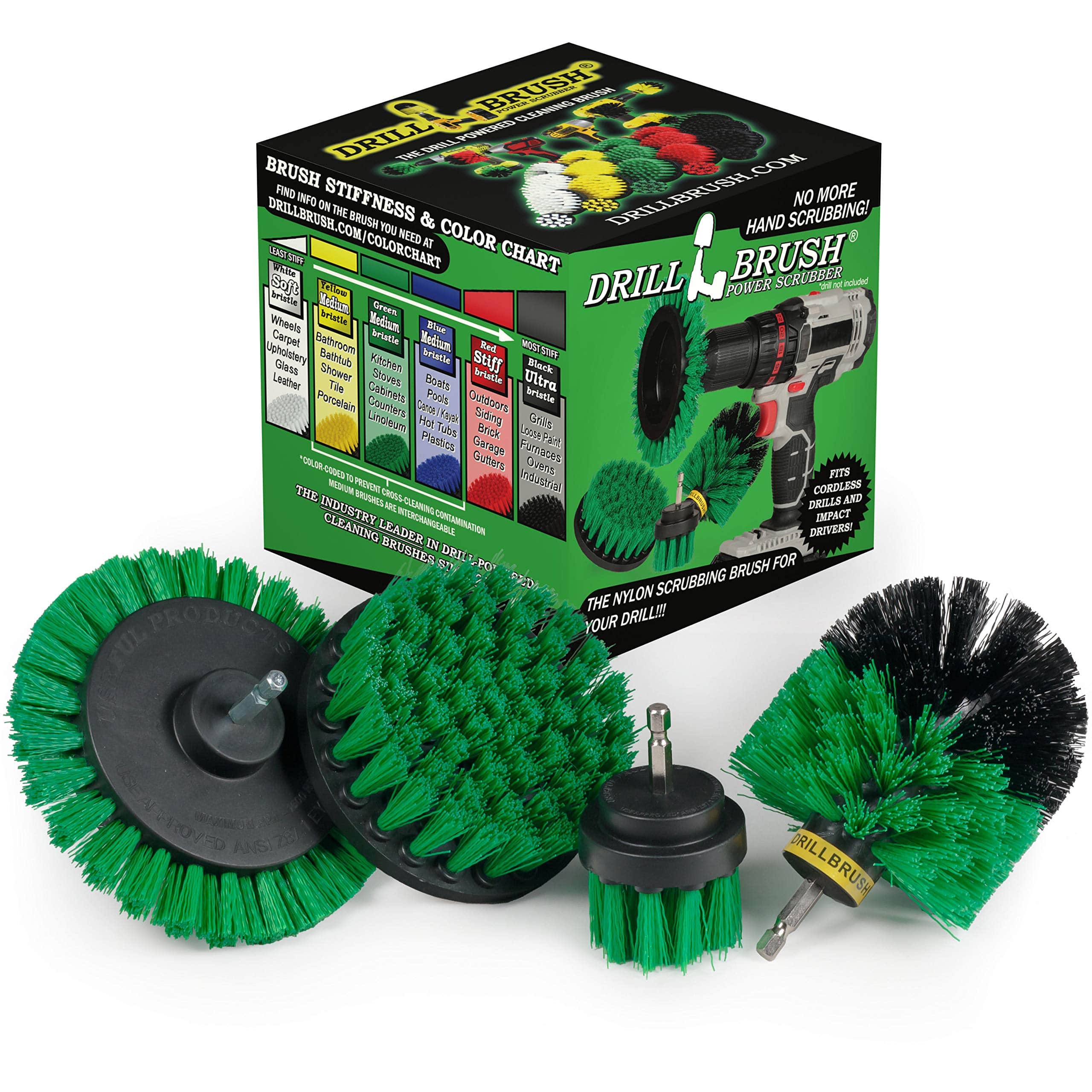 Drillbrush - 4pc Drill Power Kitchen Scrub Brush Kit – Oven Cleaning - Dishes - Stove Cleaning
