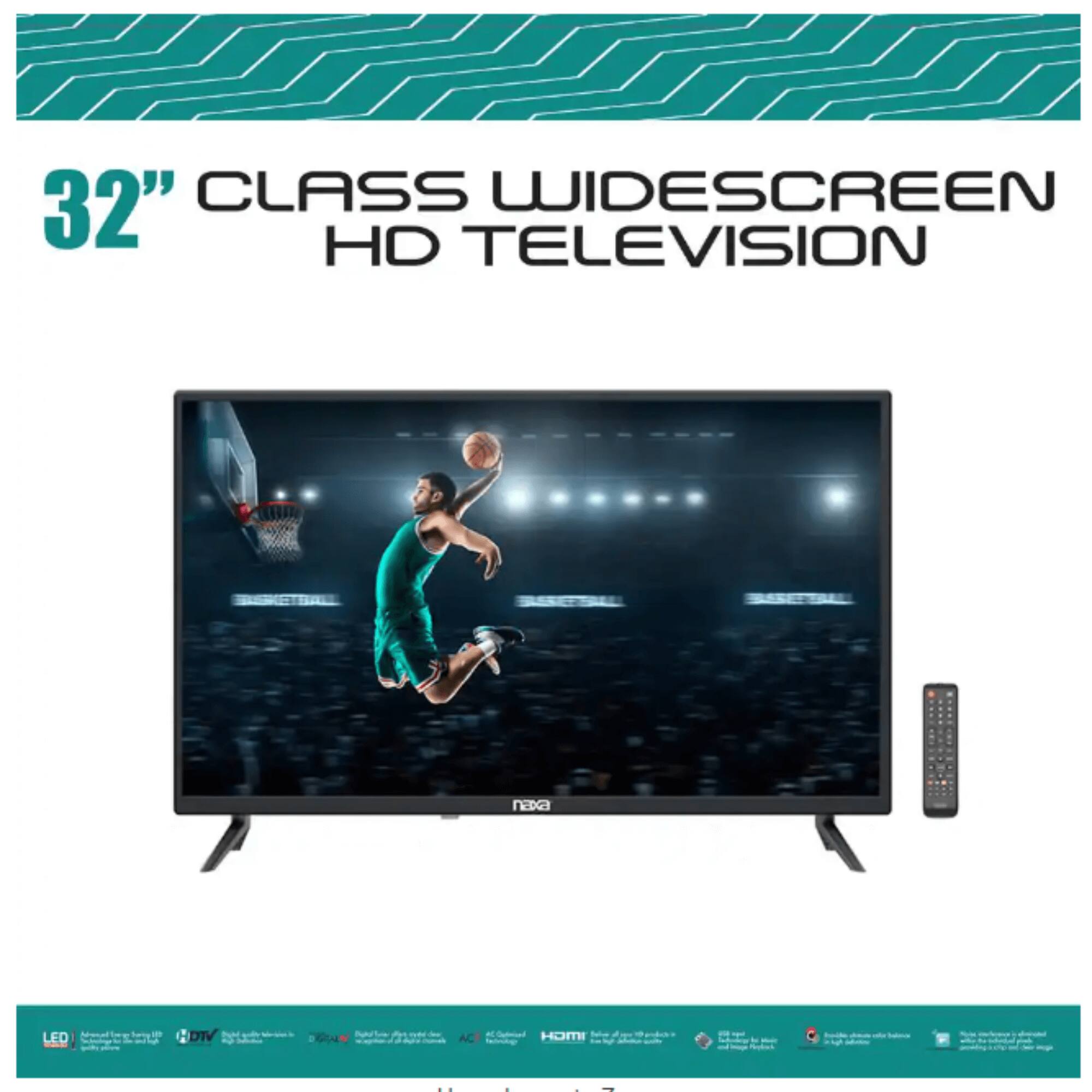 32" CLASS WIDESCREEN HD TELEVISION, naxa LED DIV, ACB HOmH