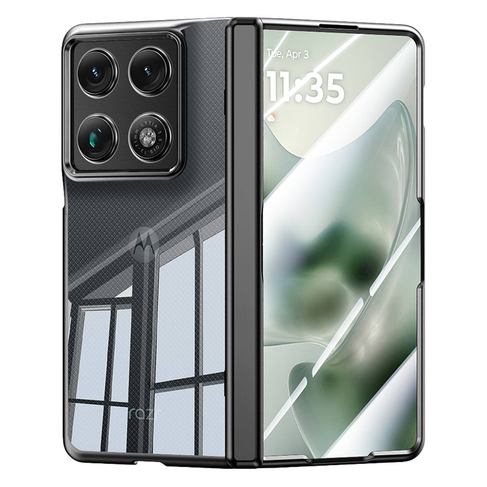 Dteck - Rugged Case Motorola Razr Fold (2026) Clear Slim Fit Shockproof Hinge Protection Cover With Built-in Screen Protector - Black(HD Clear Film)