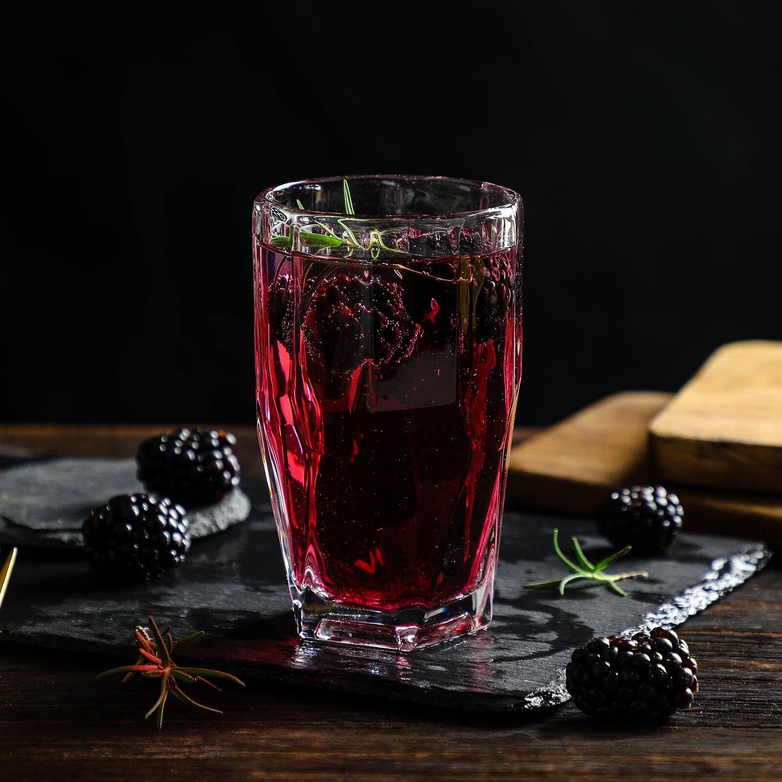 Left. BreeBe - Polyhedron Highball Glasses set of 6 - Clear.