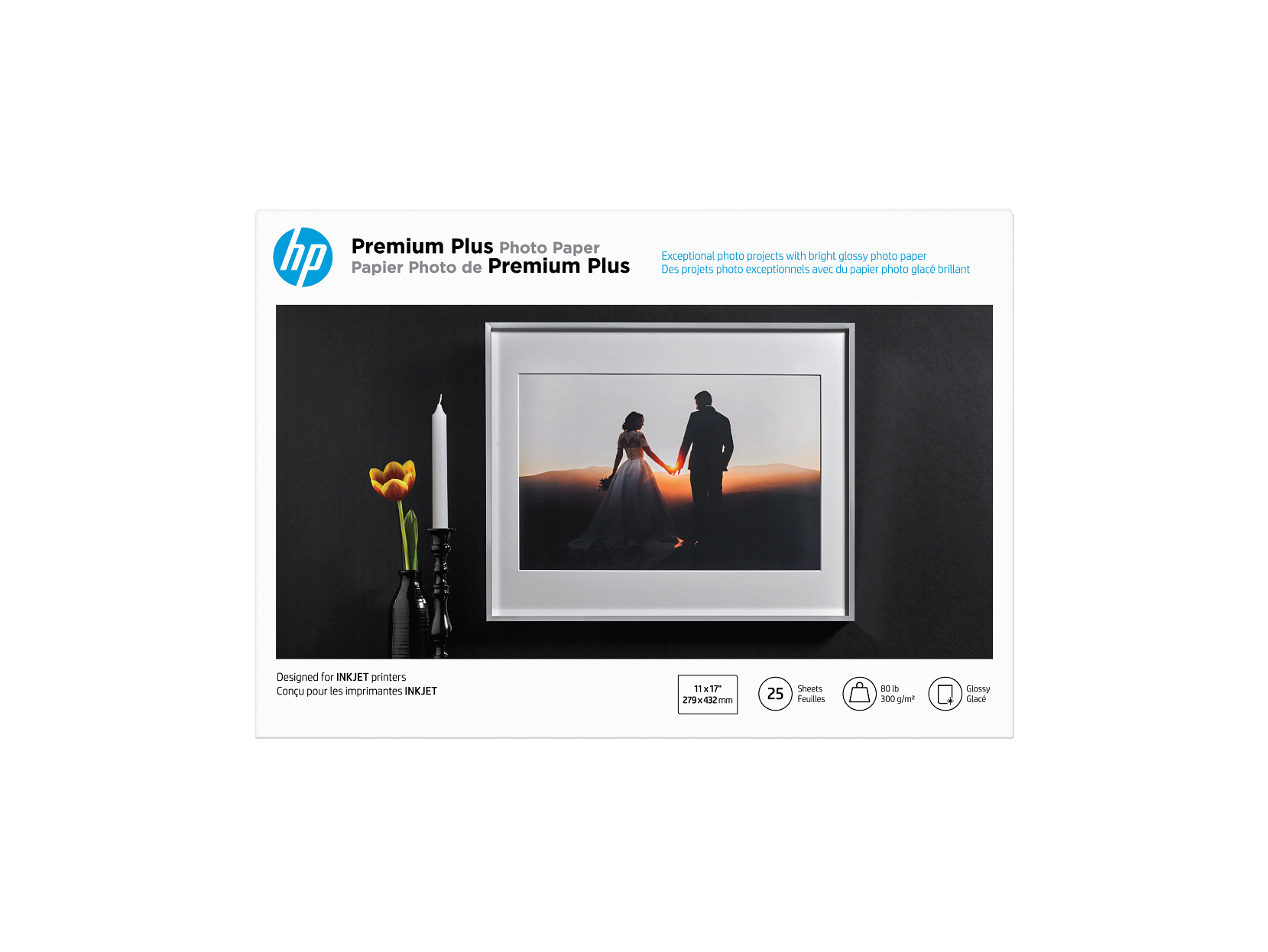 HP - Premium Plus Glossy Photo Paper | 25 Sheets | Tabloid | 11 x 17 in | CV065A