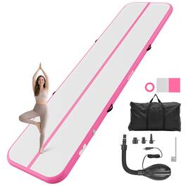 VEVOR - Inflatable Gymnastics Air Mat 13 ft Training Mats w/ Electric Pump, 4 inches Thick Sturdy Tumble Track, Tumbling Mat - Pink