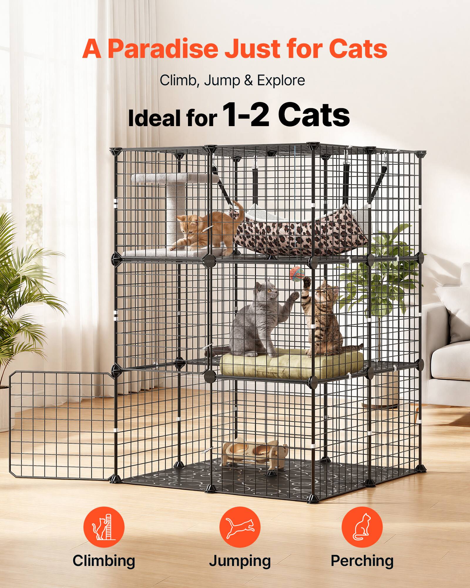 A Paradise Just for Cats  
Climb, Jump & Explore  
Ideal for 1-2 Cats  
Climbing  
Jumping  
Perching