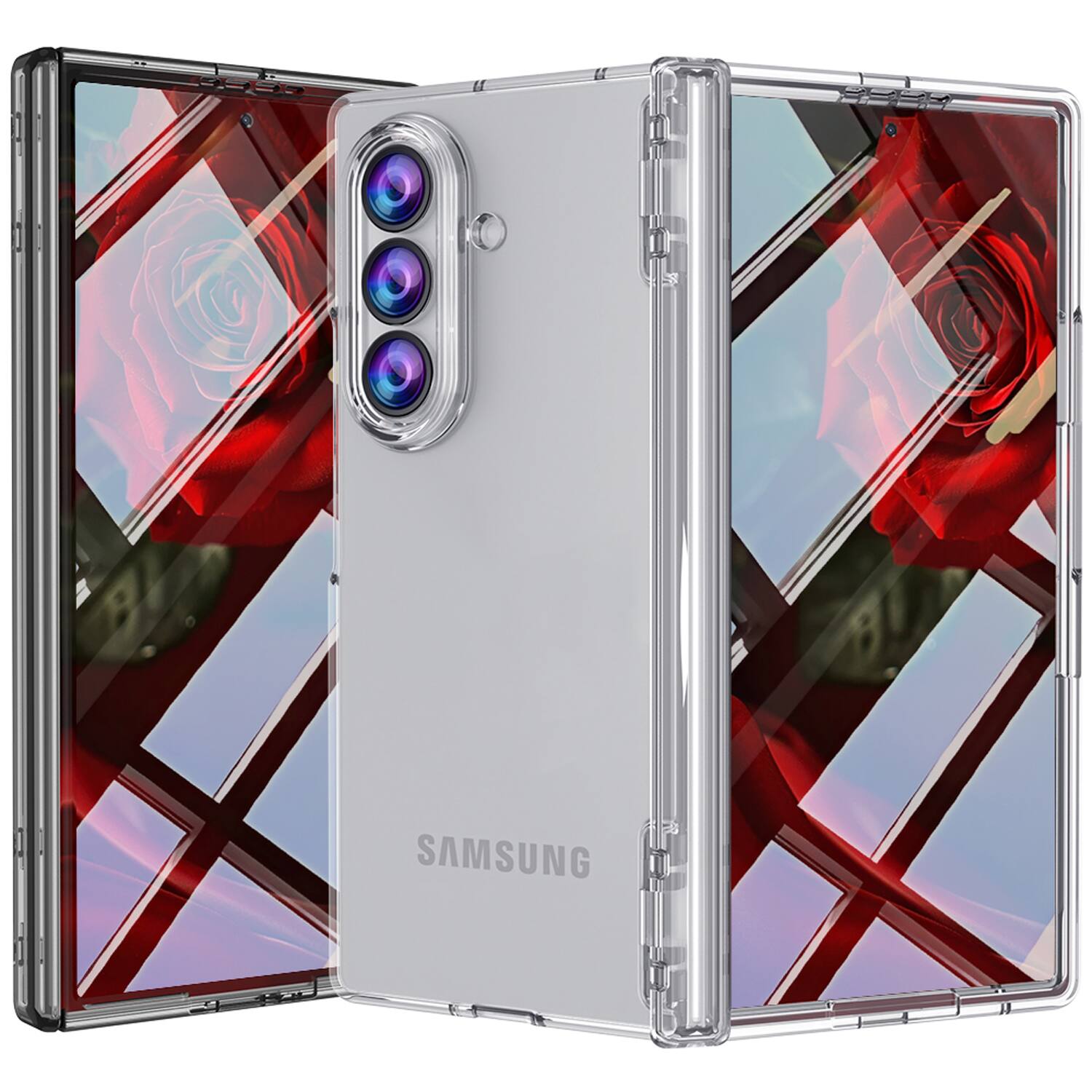 Alt View 3. Dteck - for Samsung Galaxy Z Fold8 Ultra Case with Built-in Screen Protector, Full Hinge Protection,Rugged PC Glossy Clear Cover - Clear.