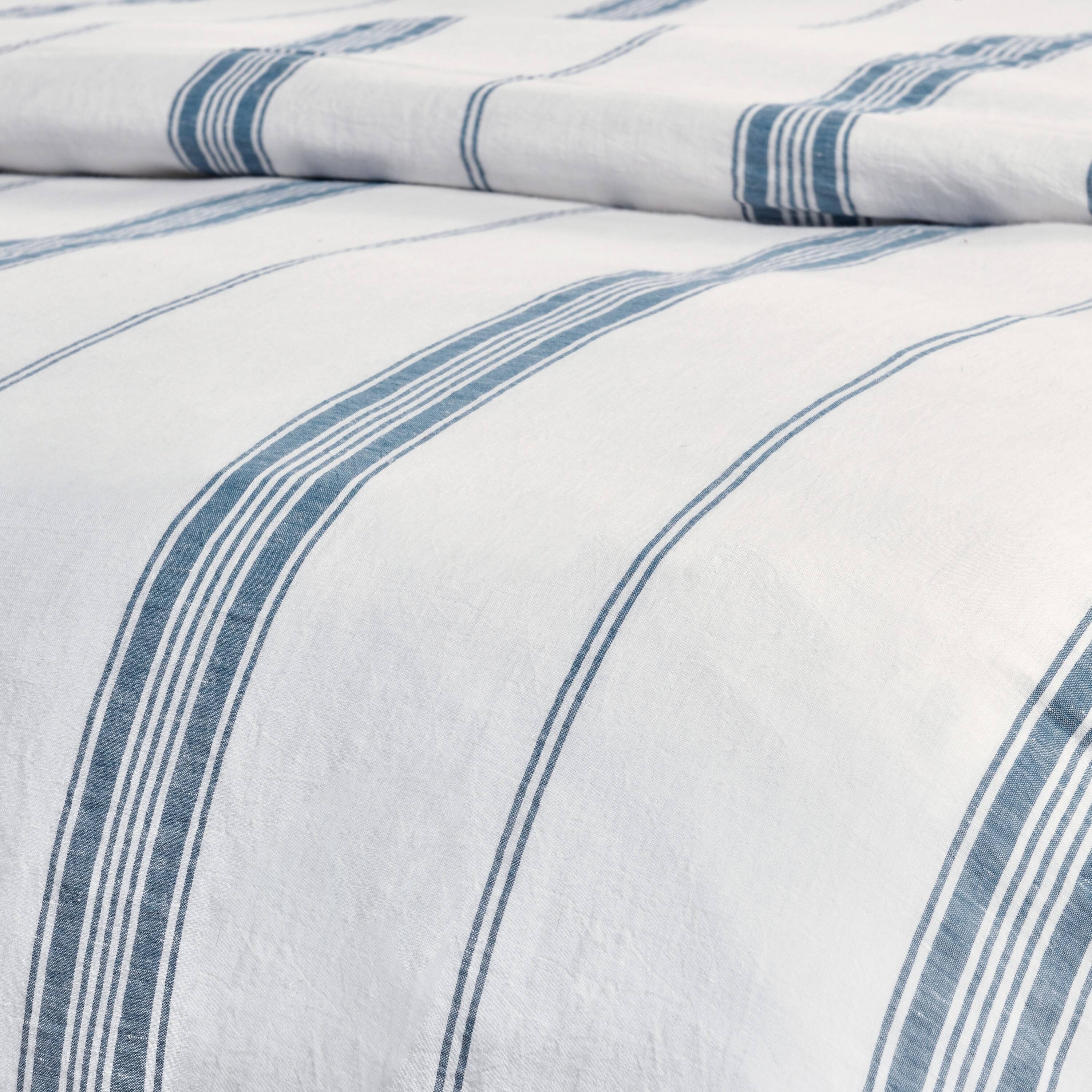 Manhattan Lane Taki Queen Size Duvet Cover, Woven and Stripes Linen ...