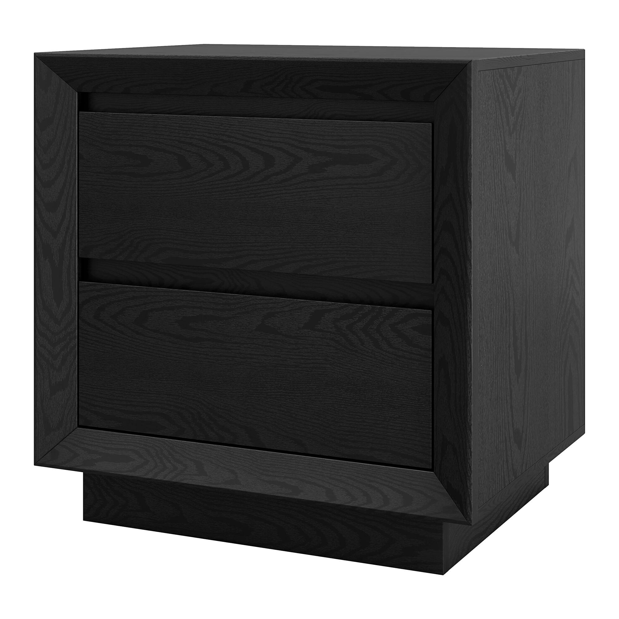 Left. Hudson&Canal - Emmett 24" Wide Rectangular Nightstand in Black Grain - Black.