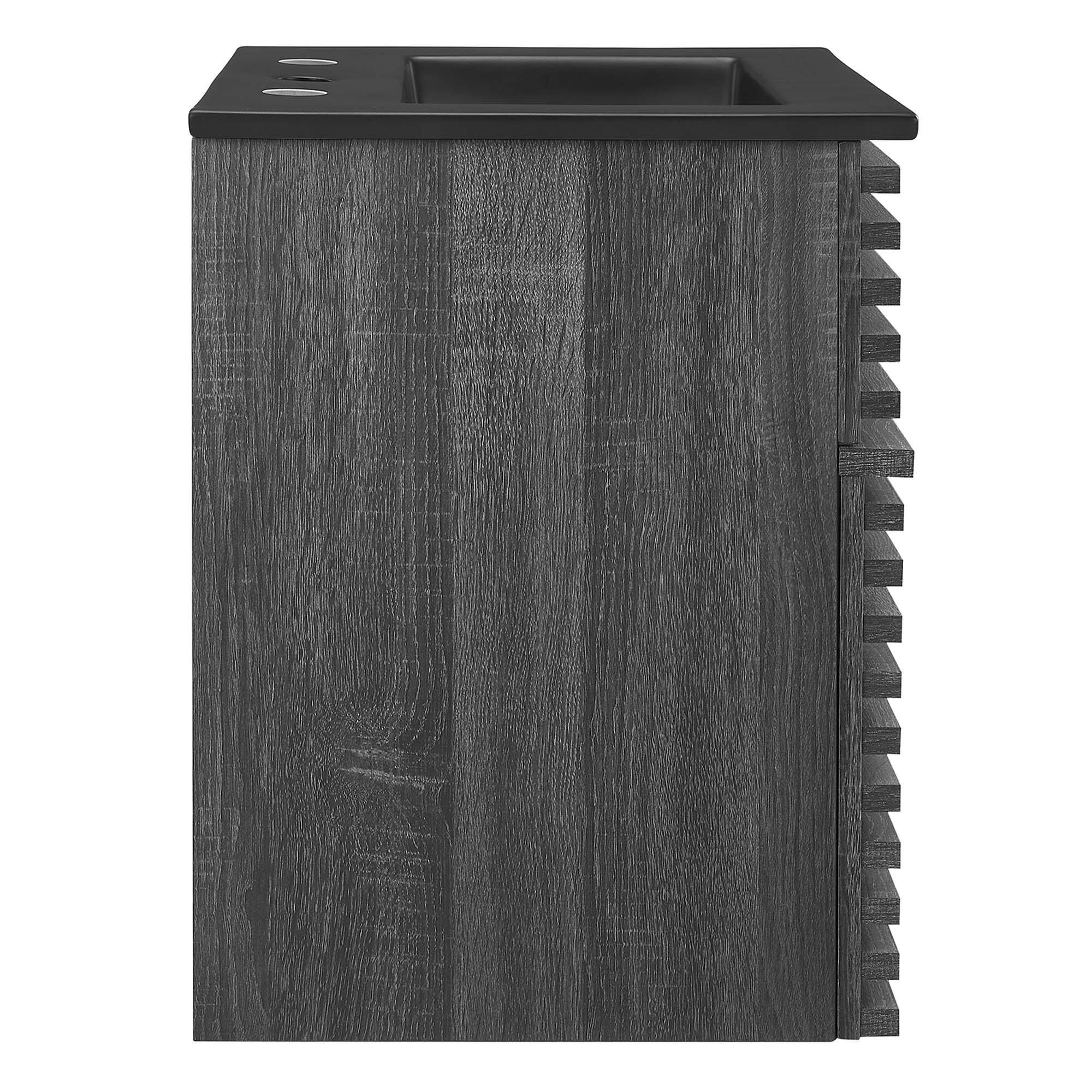 Alt View 2. Modway - Render Wall-Mount Bathroom Vanity with Black Basin Included - Charcoal Black.