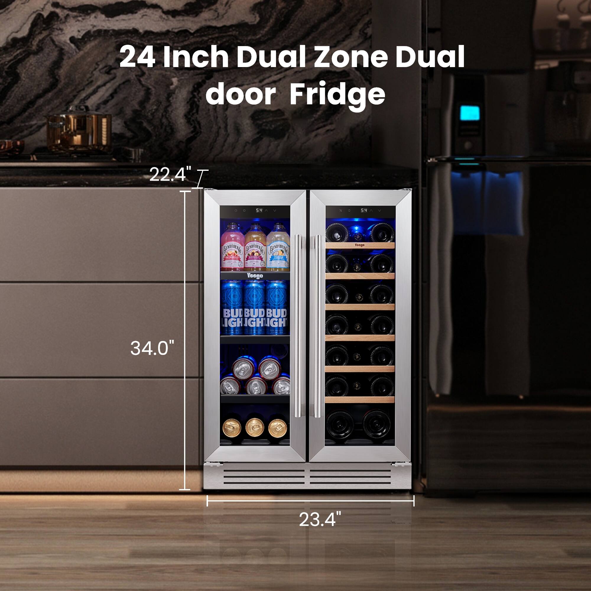 24 Inch Dual Zone Dual door Fridge  
22.4" x 5m C Ow PV - Voago  
34.0"  
23.4"