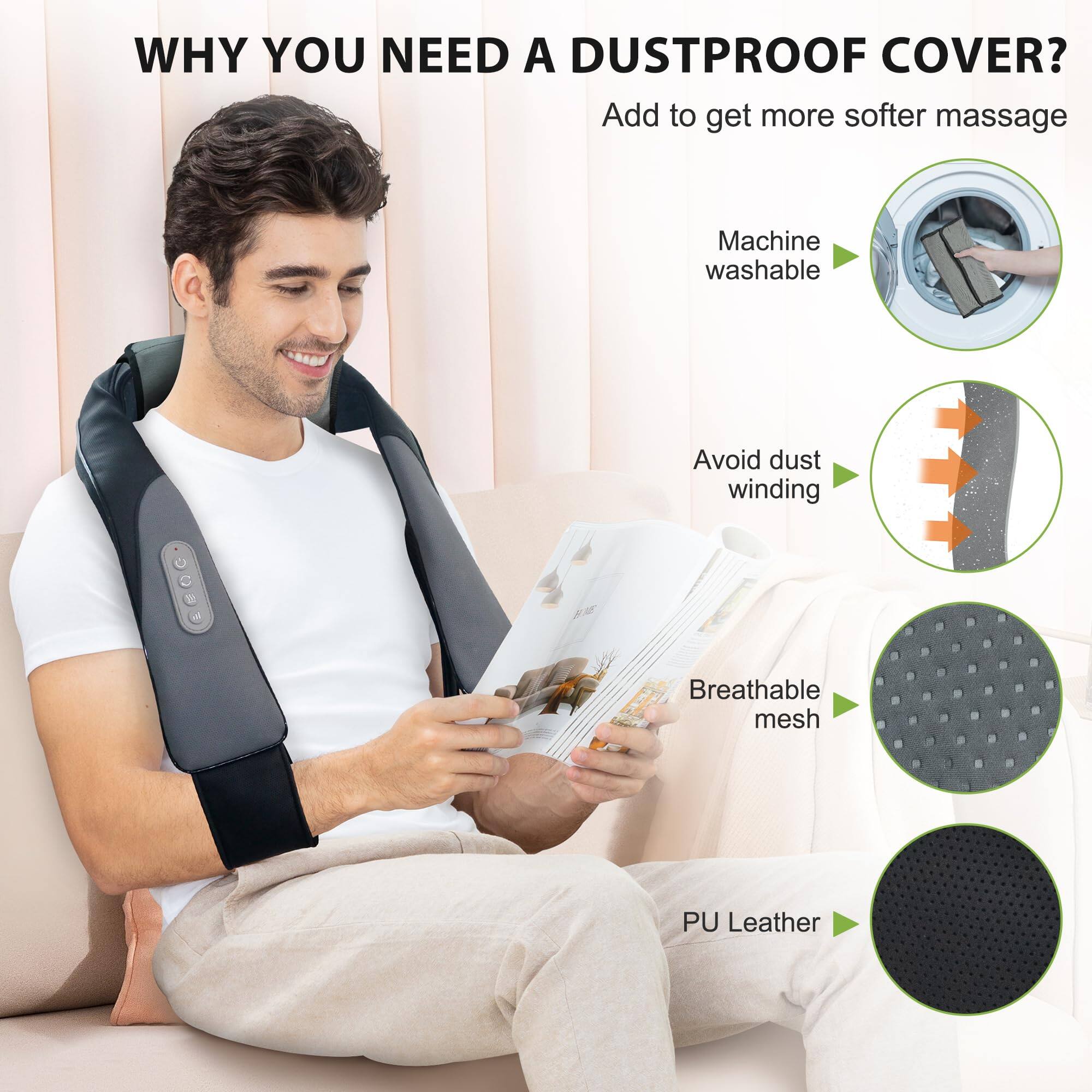 WHY YOU NEED A DUSTPROOF COVER?

- Add to get more softer massage
- Machine washable
- Avoid dust winding
- Breathable mesh
- PU Leather