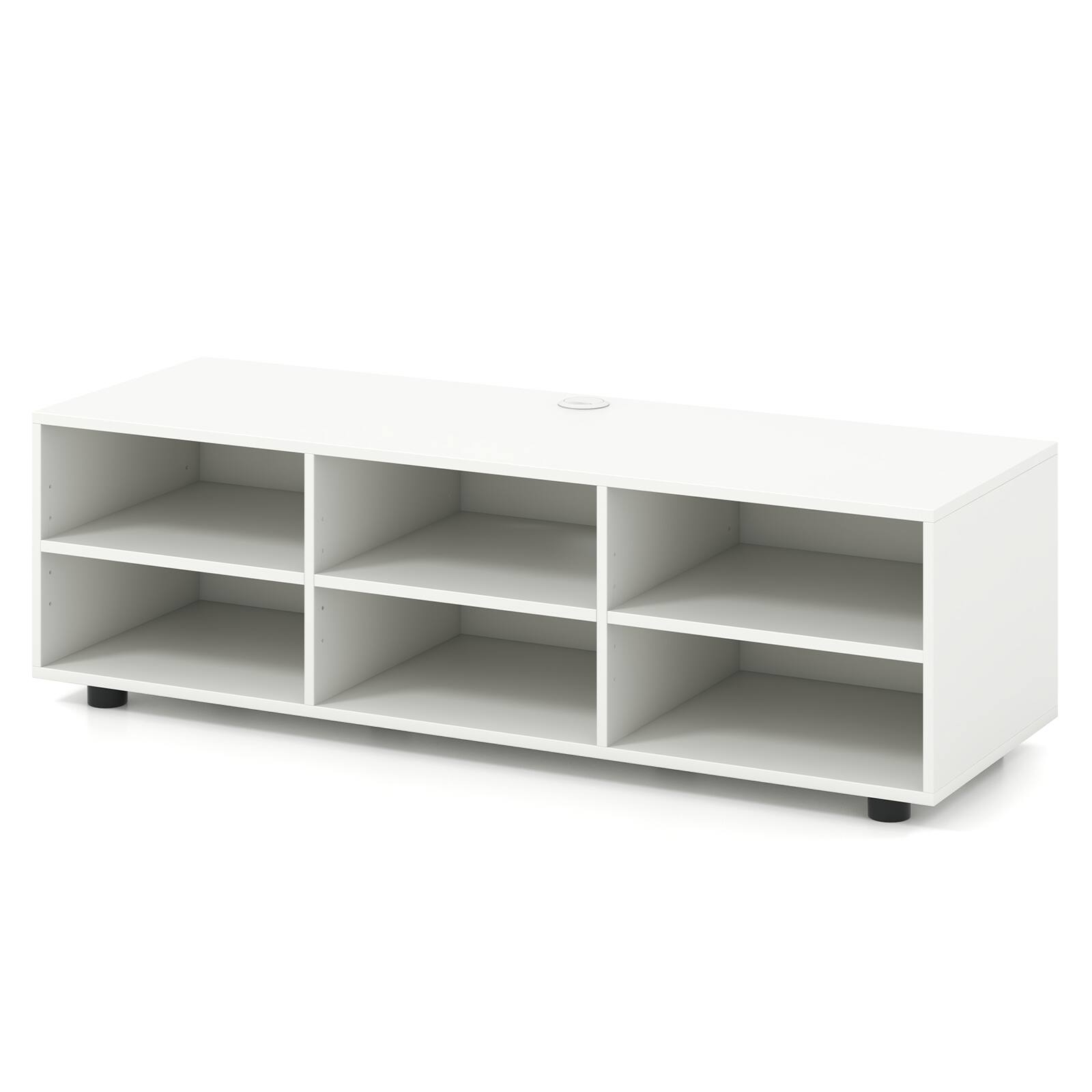 Alt View 9. Costway - Costway Costway 6 Cubby TV Stand for 50+ Inch TV, White Wood TV Media Console Table & 5-Position Adjustable Shelves - White.