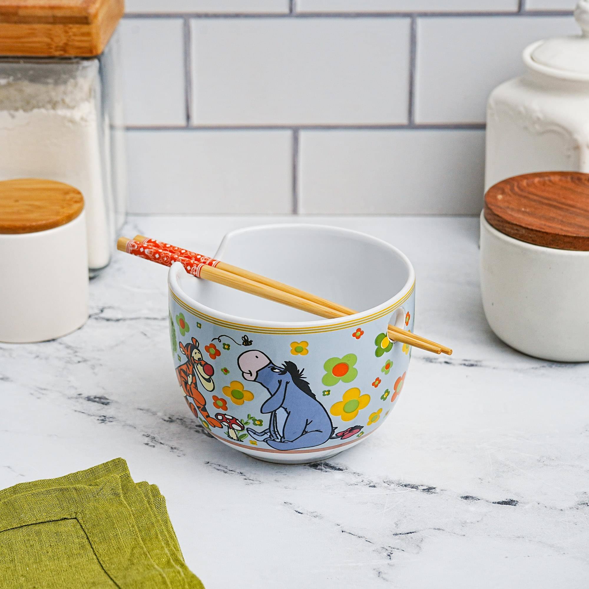 Alt View 2. Disney - Disney Winnie The Pooh Friends 20-Ounce Ceramic Ramen Bowl and Chopstick Set - White.
