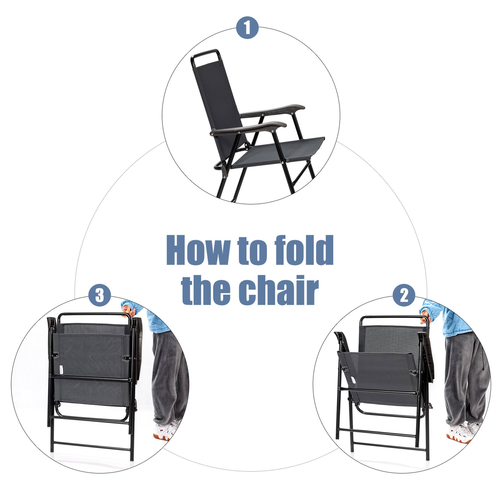 1. How to fold the chair

2. 

3.