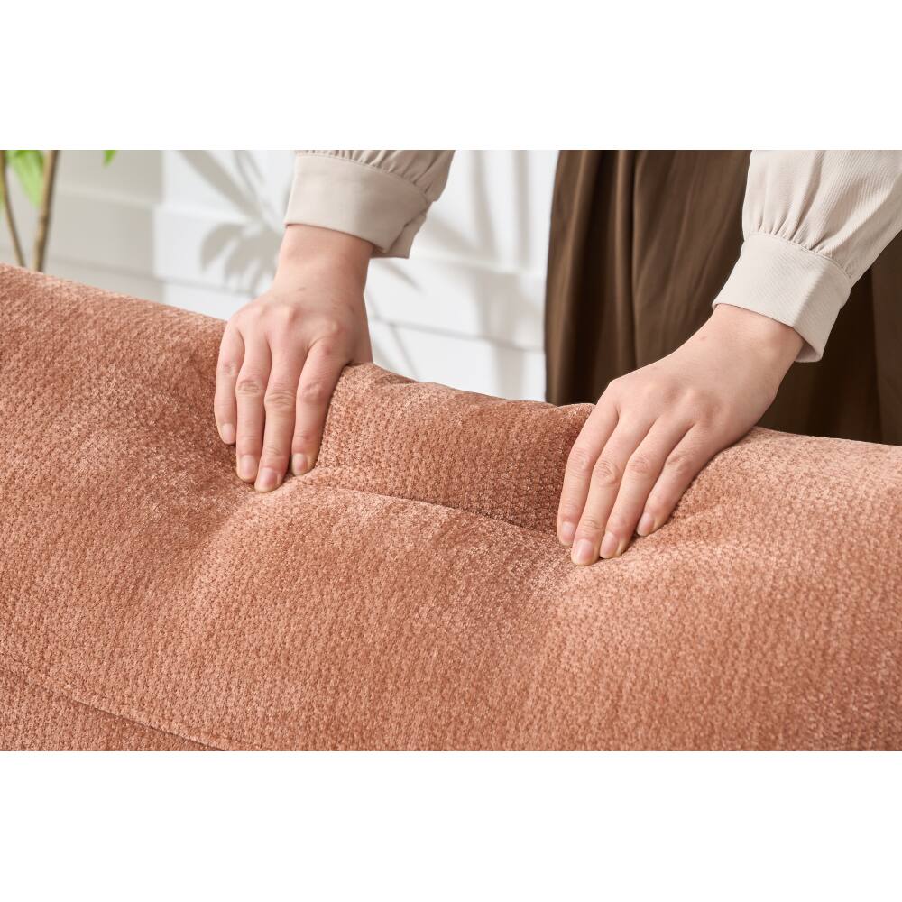 Alt View 6. PDTEND - Modern Orange Chaise Lounge with Solid Wood Frame for Bedroom, Living Room, Study Room - Orange.