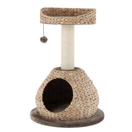 Gymax - 28'' Hand-Made Cat Tree Tower Natural Bowl Shaped w/Perch