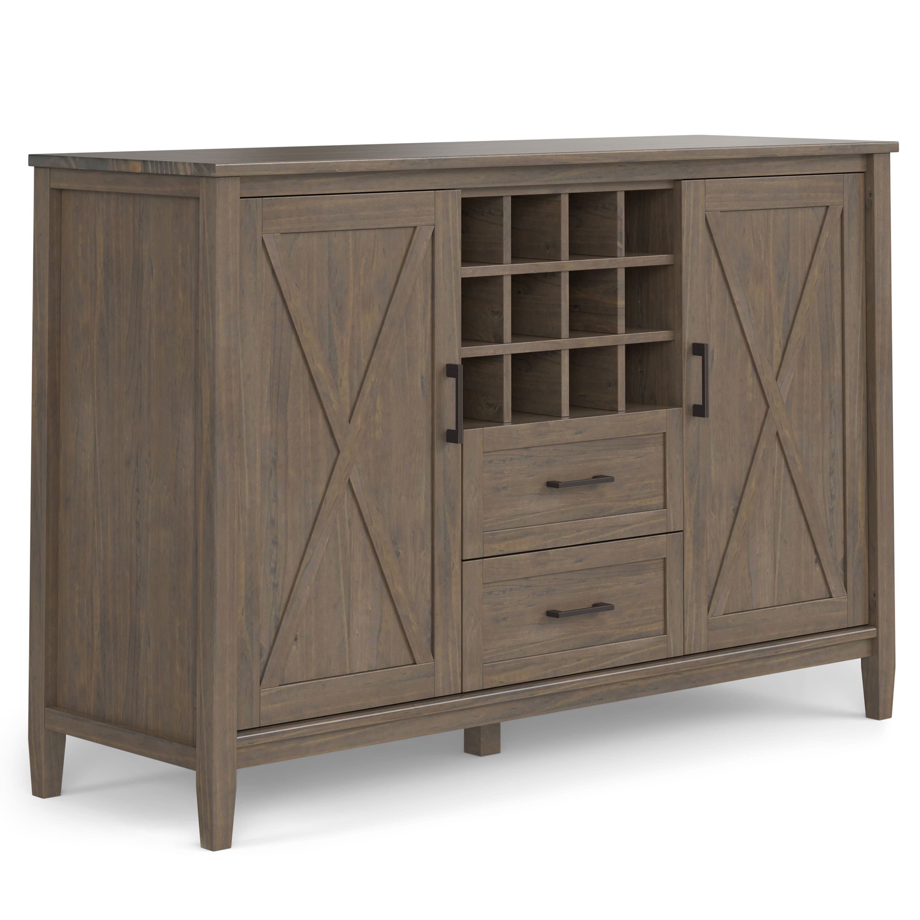 Simpli Home - Ela SOLID WOOD Sideboard with Wine Storage - Smoky Brown