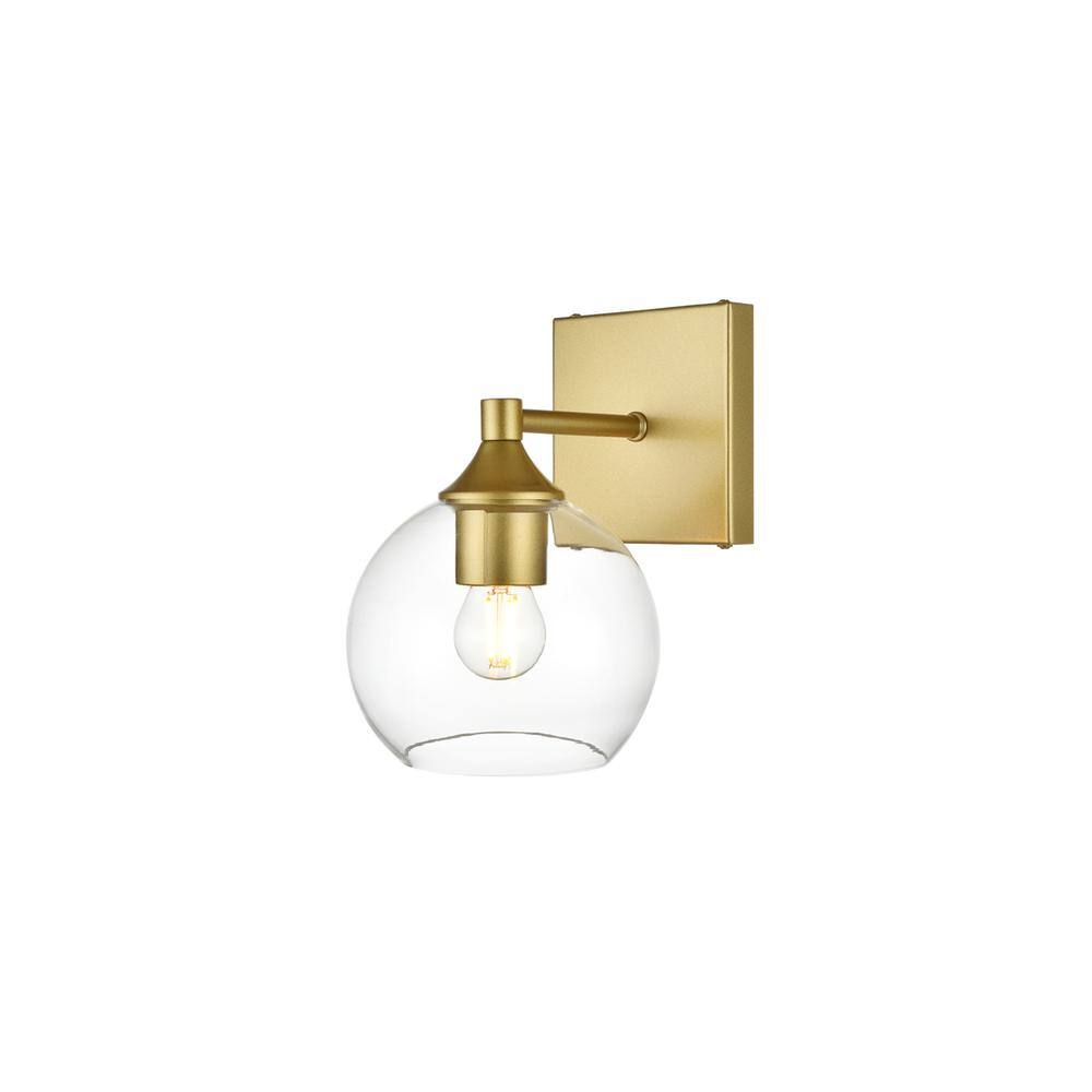 Alt View 1. Living District - Foster 1 light Brass and Clear Bath Sconce - Brass And Clear.