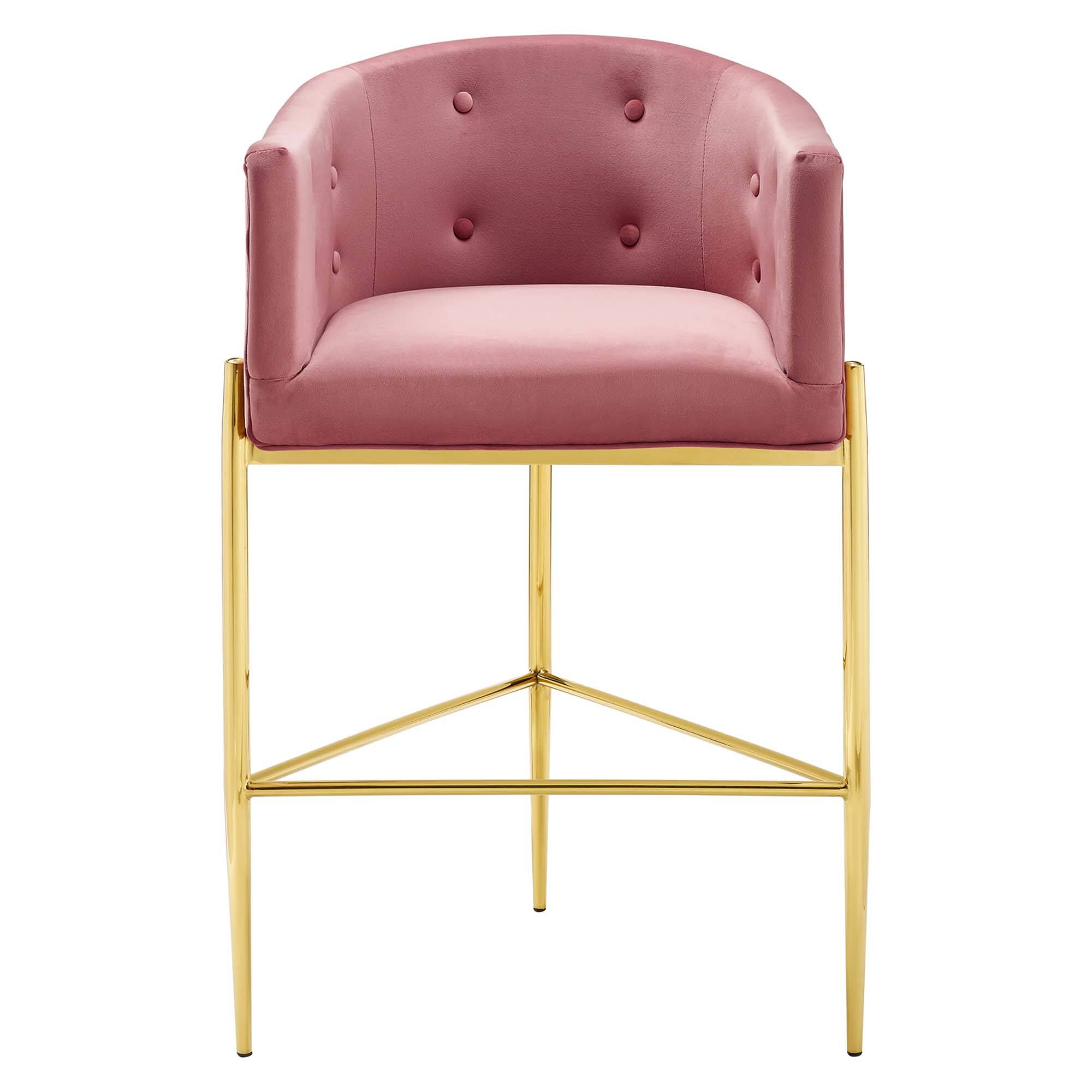 Alt View 3. Modway - Savour Tufted Performance Velvet Bar Stool by Modway - Dusty Rose.