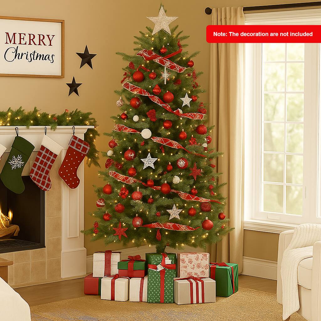 BreeBe Artificial Xmas Tree with 200/300/400 LEDs – Dense PVC, 5FT