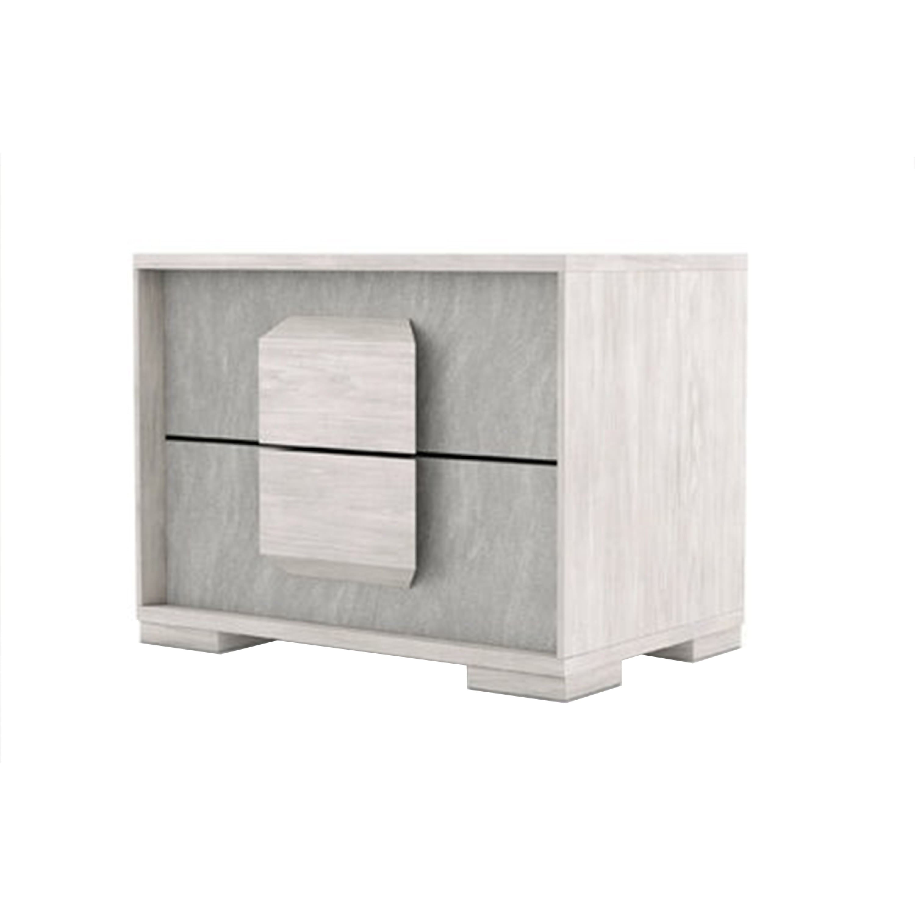 Manhattan Lane - Nomi Nightstand, 2 Drawers and Melamine Top,24 Inch - White Wash, Stone Gray
