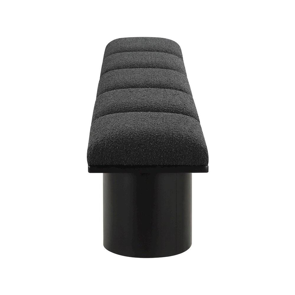 Left. Meridian Furniture - Pavilion Black Boucle Fabric Bench - Black Boucle Fabric.