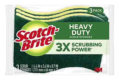 3 Pack Heavy Duty Scrub Sponges
Scotch-Brite
3X Scrubbing Power
4.4 in x 2.6 in x 0.7 in (111 mm x 66 mm x 17 mm)
3 Scrub Sponges