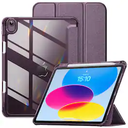 DTTO - Case for iPad A16 11-inch 2025 & 10th Gen 10.9-inch 2022, Matte Slim Hard Back, Soft TPU Frame, Pencil Holder - Purple Grapes