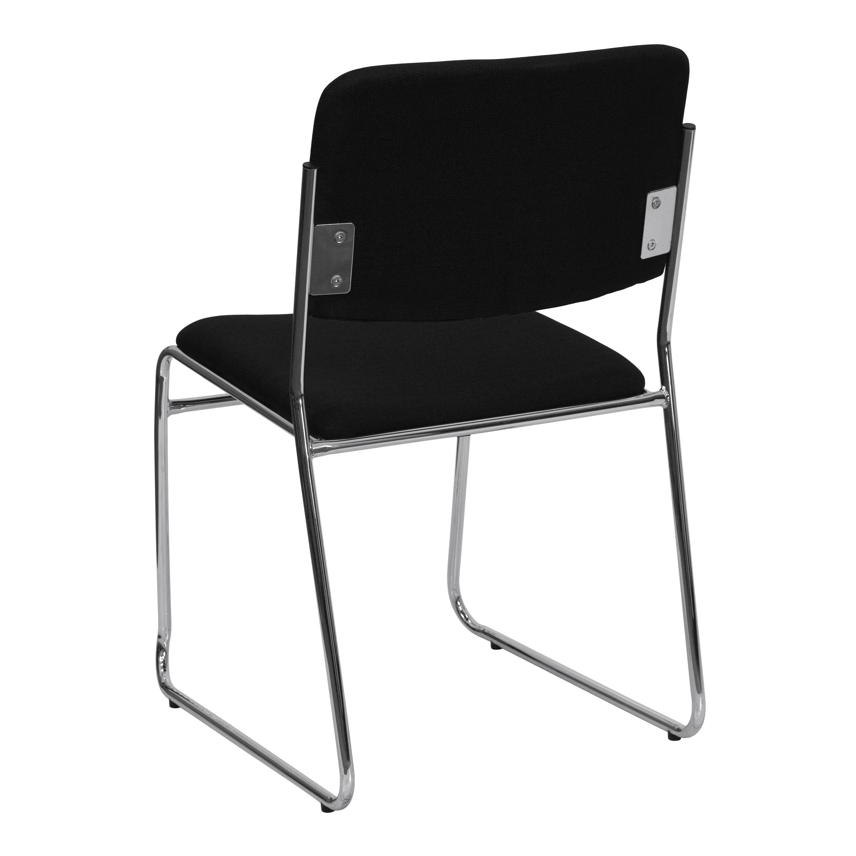 Alt View 5. Emma + Oliver - 500 lb. Capacity High Density Stacking Chair with Sled Base - Black Fabric/Chrome Frame.