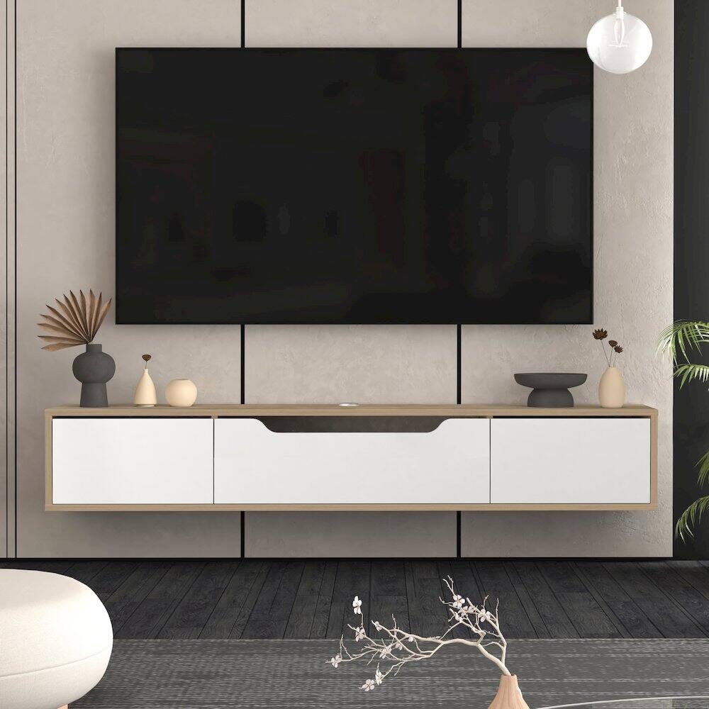 Alt View 4. Atelier Mobili - Floating TV Stand for Up to 80 Inch TVs – Wall Mounted Media Console - Brown.