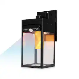 Techko Maid - Solar Wall Sconce Lantern w/ Flame Effect - Black