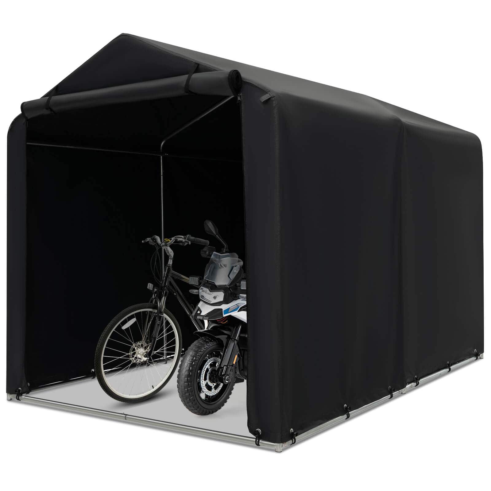 Costway - 7 x 5.2' Heavy Duty Storage Shelter Outdoor Bike Storage Tent with Waterproof Cover - Gray