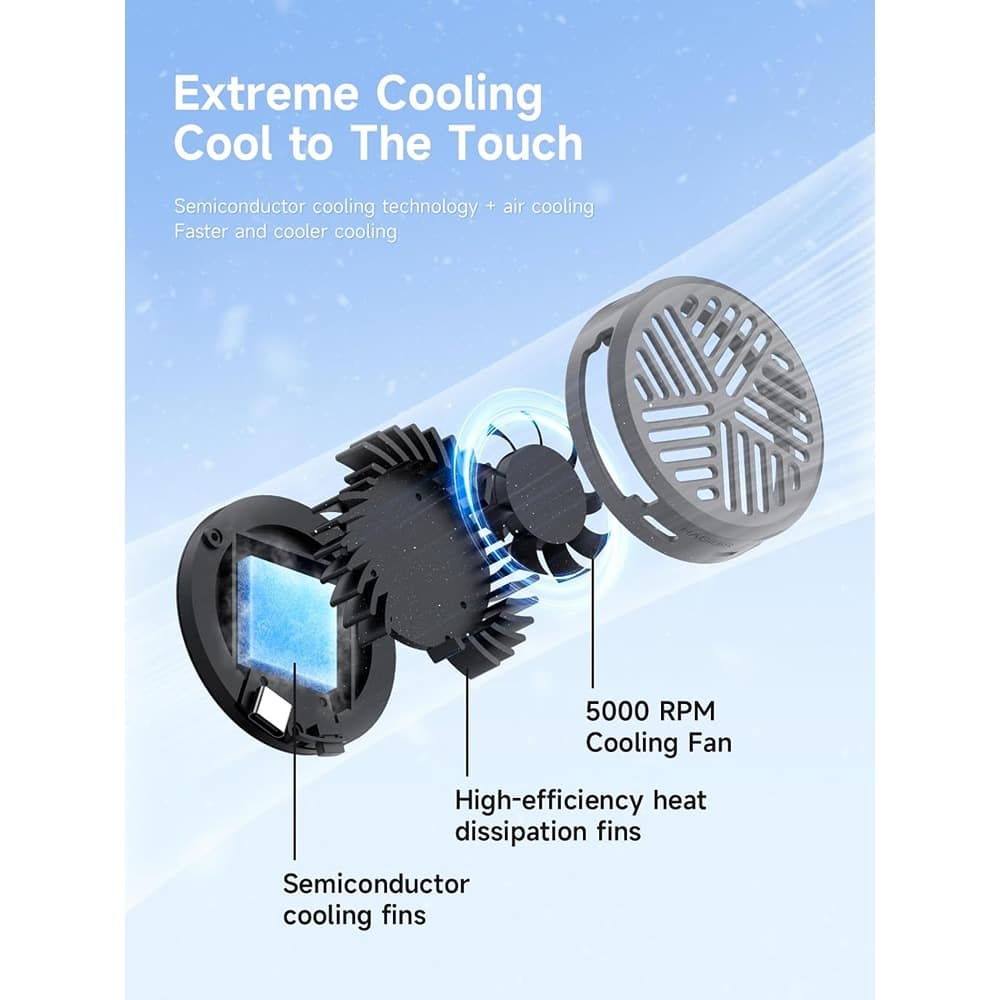 ACJPR - Magnetic Cell Phone Cooler, Ultrathin Portable Cooling Fan for iPhone, iPad, Android, and Tablet Devices - Gray