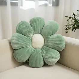 Paradigms Interiors - Flower Pillow Cute And Comfortable Floor Cushions Soft Fun Plant Throw Pillows Preppy Aesthetic Room Decor - Green-14.5"