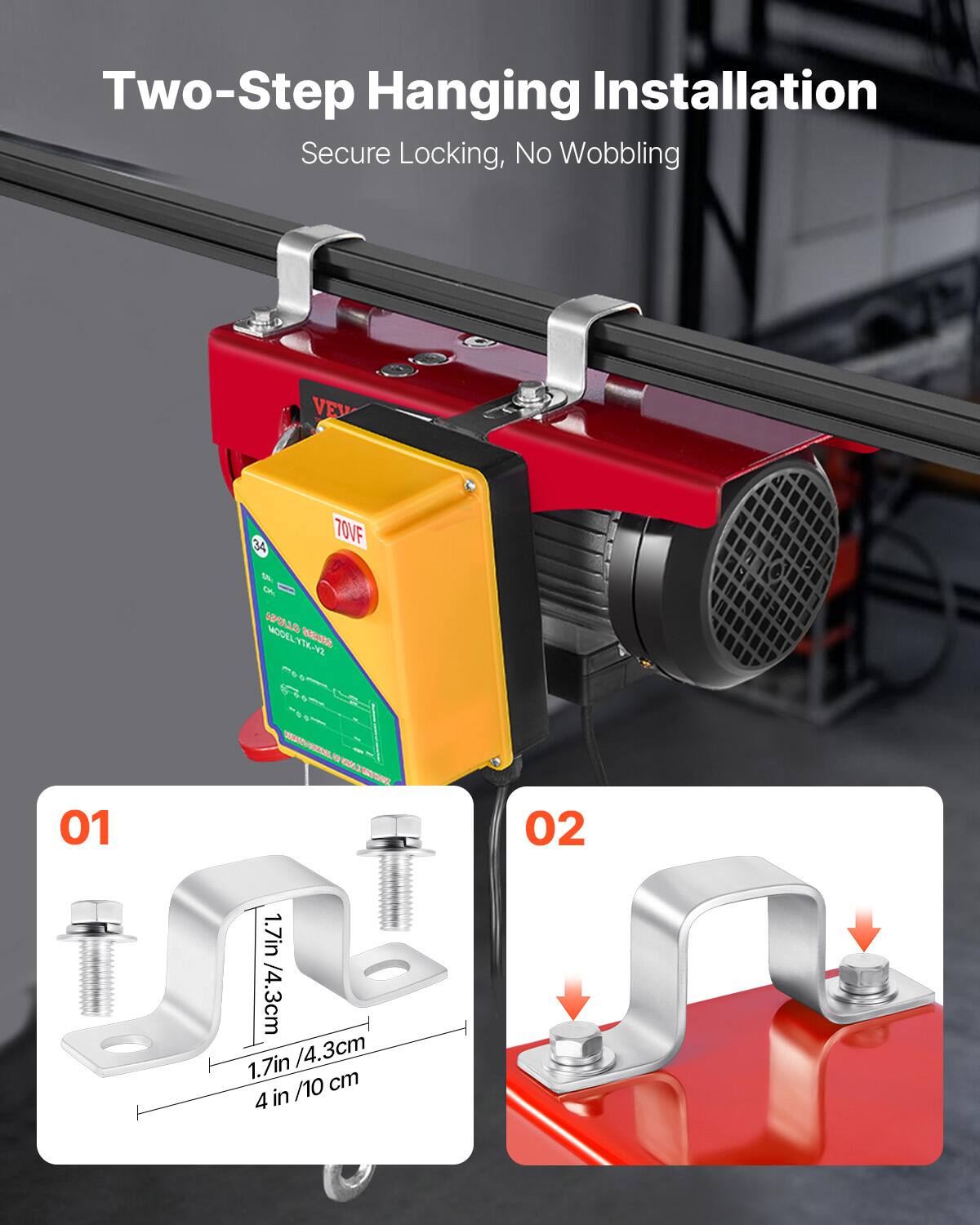 Two-Step Hanging Installation  
Secure Locking, No Wobbling

VEIL  
34  
70VF  
On. APOLLO MODELYTK-V2 SERIES  
01  
RISMOTE-CONTROL.DE  
02  
1.7in /4.3cm 1.7in /4.3cm /10 cm 4 in