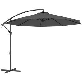 Outsunny - Cantilever Tilt Offset Patio Umbrella w/ UV & Water Safe Material & Cross Base (Weight Not Included) - Gray
