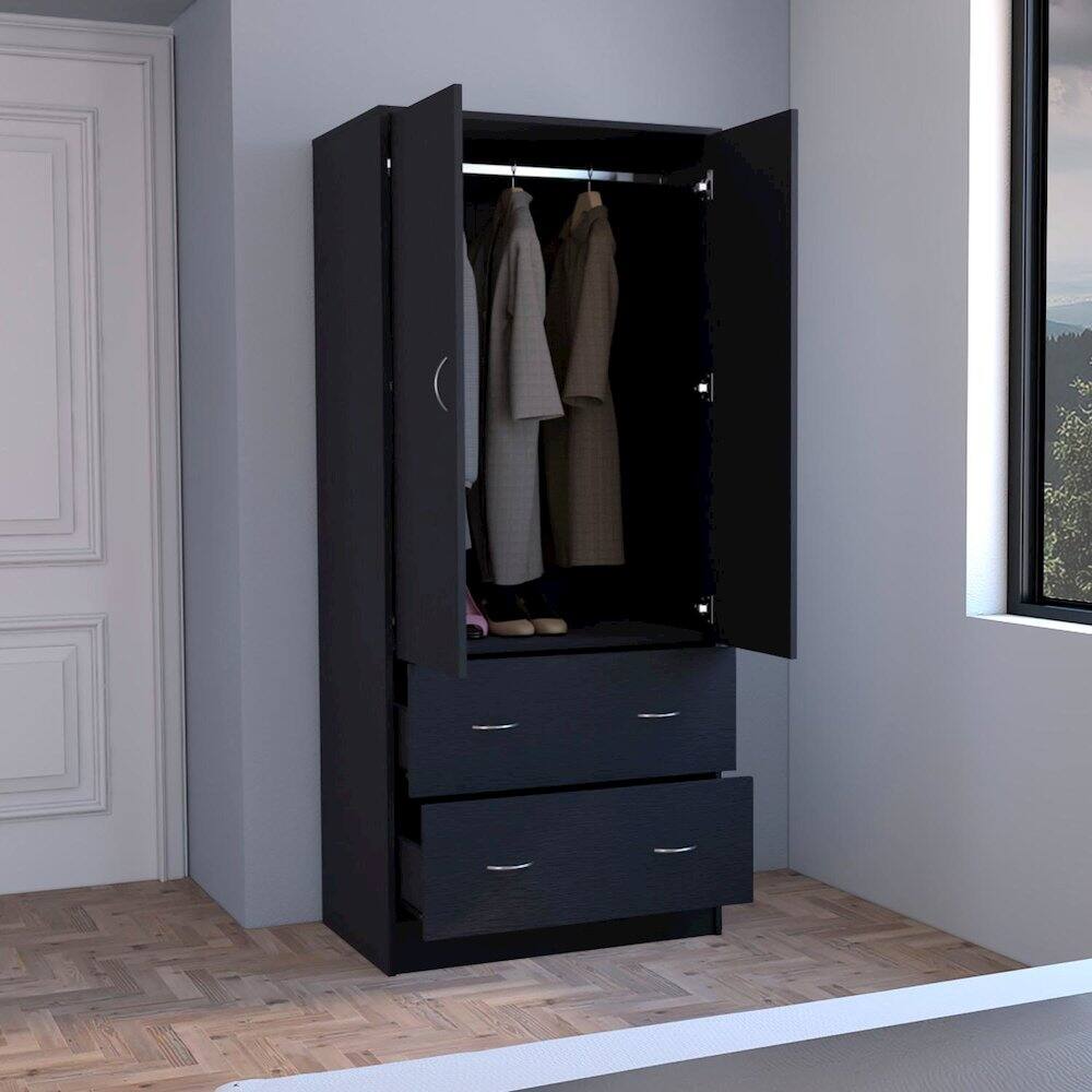 Alt View 4. TuHome - Taly Armoire Black MDF - White.