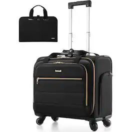 LUGGEX - Rolling Laptop Bag with Wheels, Softside Laptop Rolling suitcase with 4 Spinner Wheels UDS - FX-UX - Black