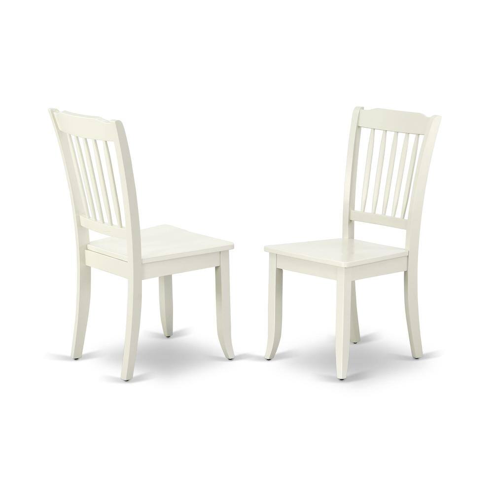 Front. East West Furniture - AMDA3-LWH-W 3 Piece Dining Room Set - 1 Dining Table and 2 Linen White Mid Century Chair - Linen White Finish - Linen White.