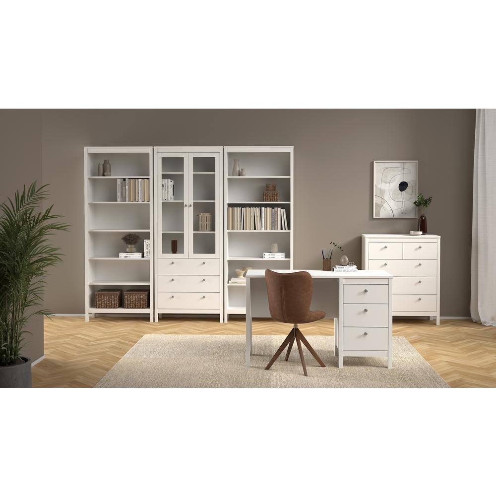 Alt View 8. Tvilum - Madrid Home Office Writing Desk with 3 Storage Drawers - White.