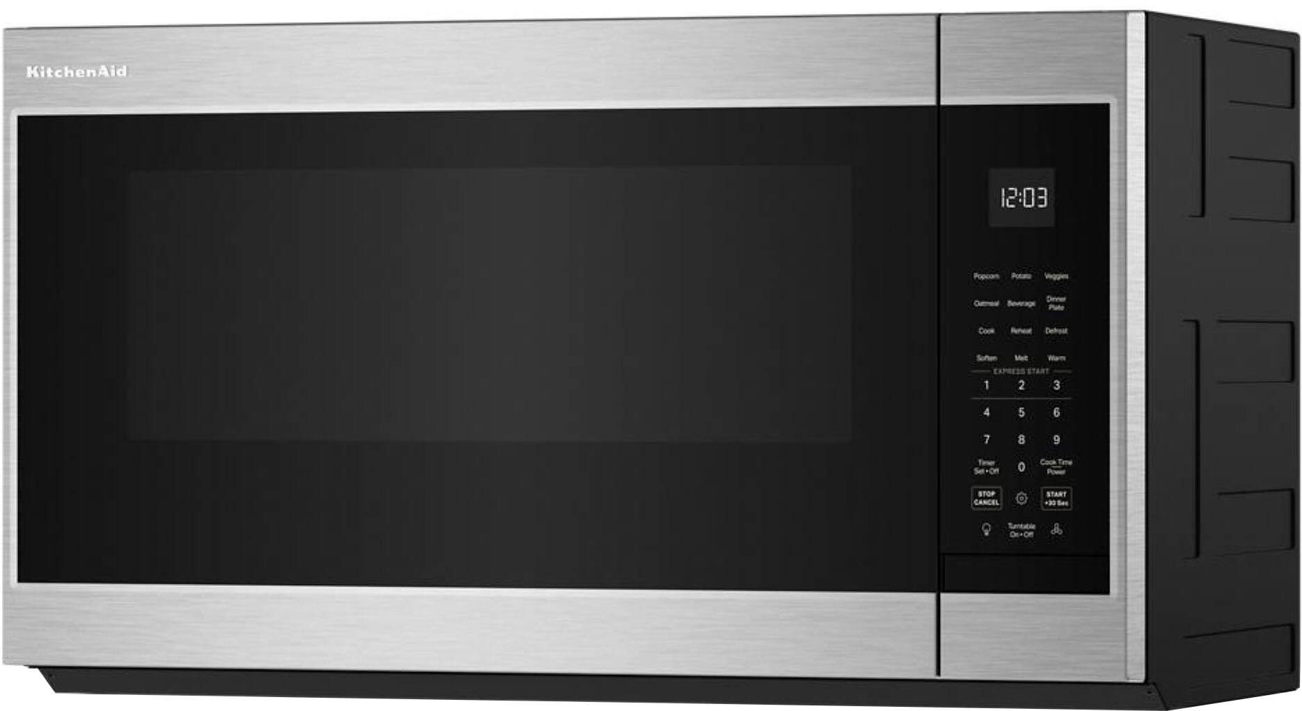 KitchenAid 12:03 Popcorn Cook Defrout Soften 1 2 3 4 5 6 7 8 9 Set+On 0 Time STOP CANCEL START 30 Ses Sentabee om