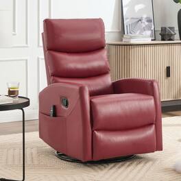 Kadyn - Heat Massage Recliner Chair, 8 Vibration Modes & Lumbar Heat, Rocker Swivel, Manual Control - Red