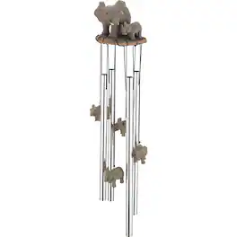 FC Design - 23" Long Elephant Family Round Top Wind Chime Outdoor Patio or Garden Hanging Decoration - Multi-Color