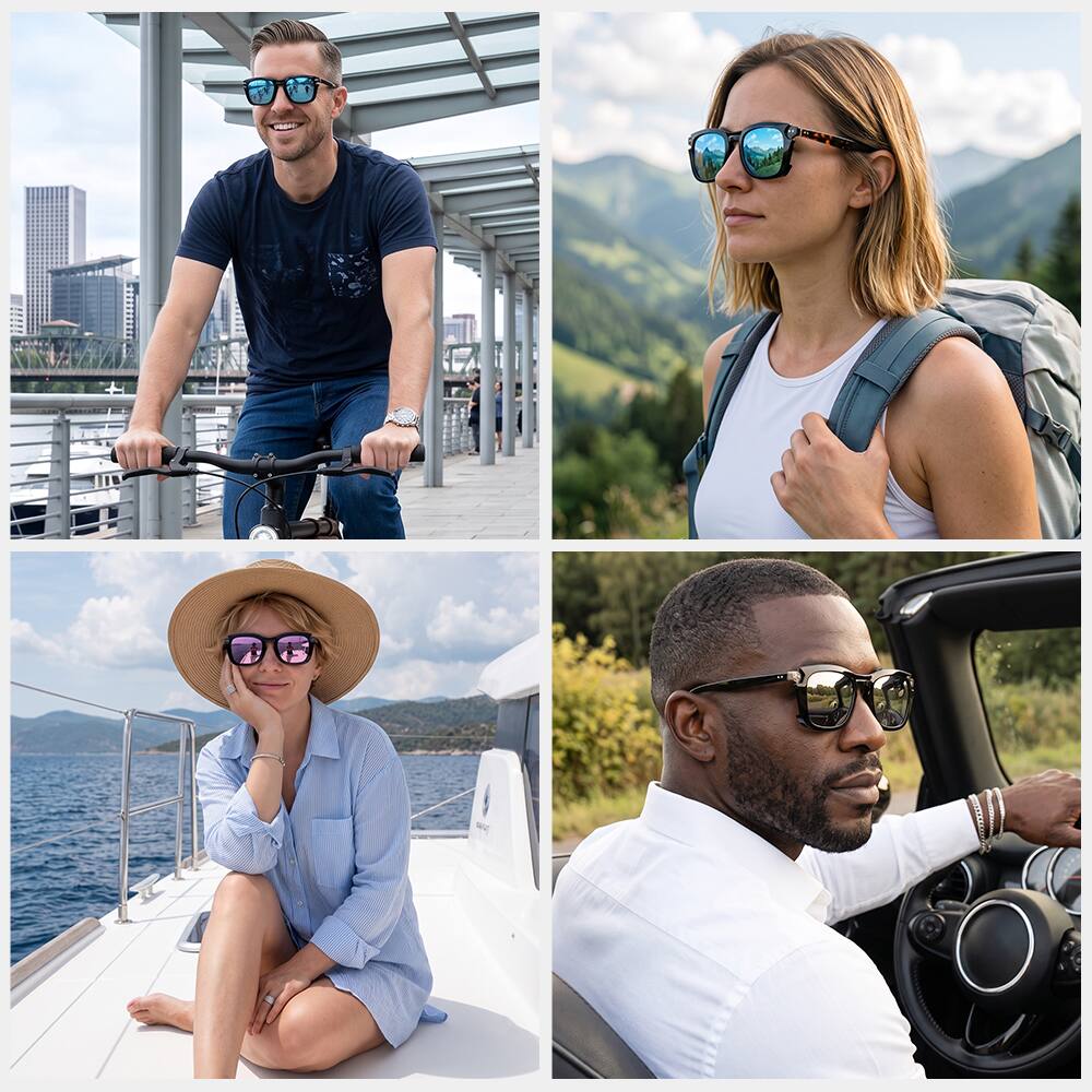 Alt View 10. Topteng - 4-Pack Polarized Clip Lenses for Ray-Ban Meta Wayfarer Gen1/Gen2–UV400, 4 Colors, Lightweight, Fit for Driving & Outdoor - Blue & Silver Yellow &Purple.