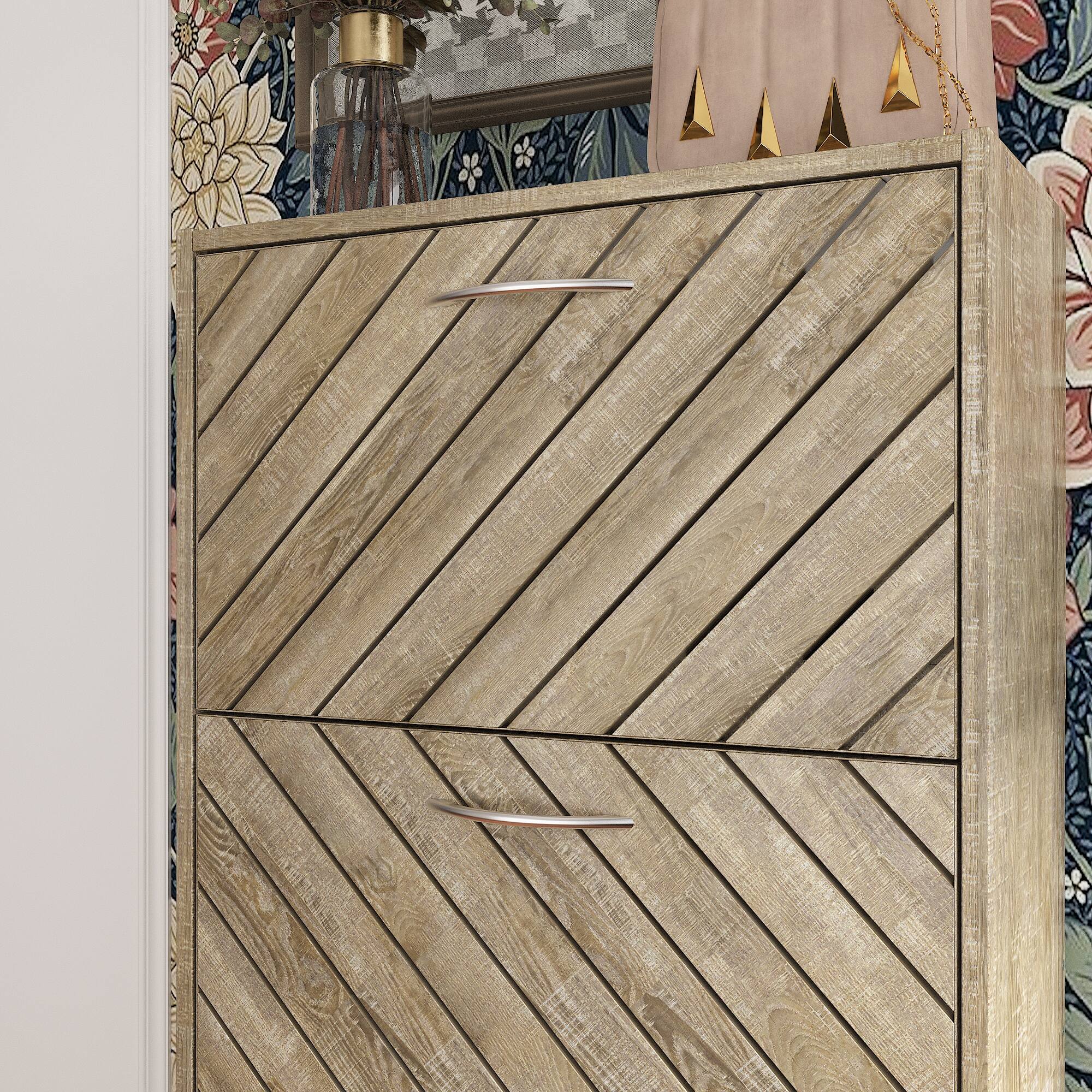 Alt View 2. Famapy - Famapy Shoe Cabinet Flip - Down Racks Rustic Style Multi - Tiered Storage - Wooden.