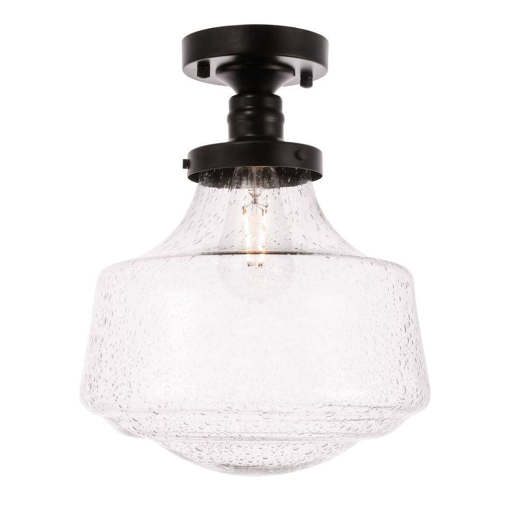 Alt View 7. Living District - Lyle 1 light Black and Clear seeded glass Flush mount - Black And Clear Seeded Glass.